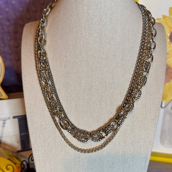 Jewelry - Multi-Chain Two-Tone Layered Necklace - Women Jewelry BNIB